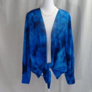 Colleen Lopez Size Medium Blue Tie-Dyed Knotted Cardigan